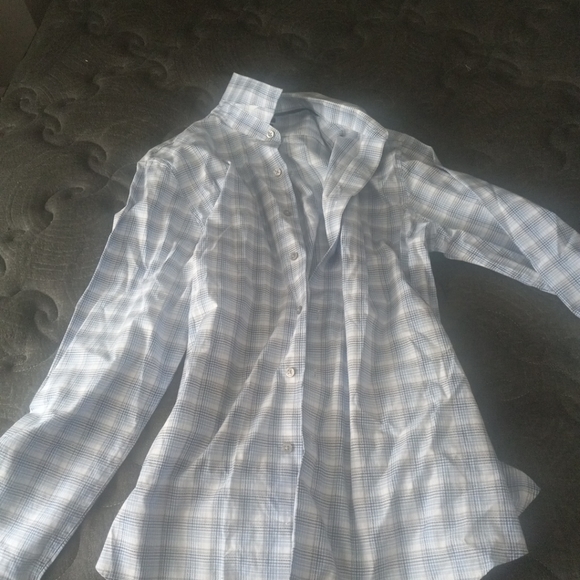 Large Slim Fit Apt. 9 Blue Men's Dress Shirt Short Sleeve Man's Button Up Solid - Picture 3 of 8